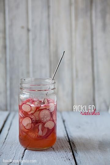 Quick and Easy Pink Pickled Radishes via FoodforMyFamily.com #recipe