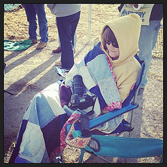 @journeygal is a burrito at a very cold "spring" softball game with @adelynkay