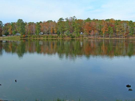 Lake Delano is surrounded by campsites.