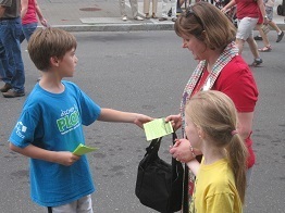 Handing out Flyers
