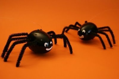Easter Spiders? Decorate Plastic Eggs for Halloween and fill with candy
