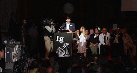 Photo: Andre Geim at the Ig Noble Prize ceremony in the year 2000.