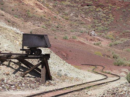 Original mine cart and that white dot is where they first found silver