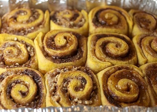 Pumpkin pecan cinnamon rolls
