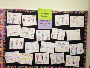 Sharing cultural influences after reading Jalapeno Bagels.