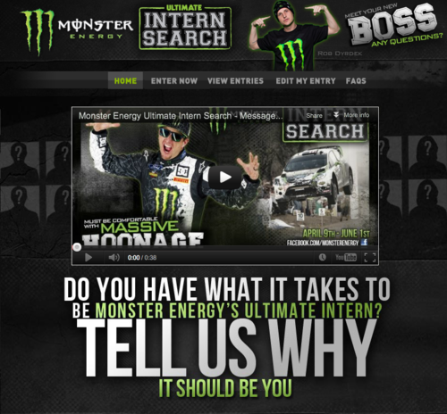 Monster Energy intern search