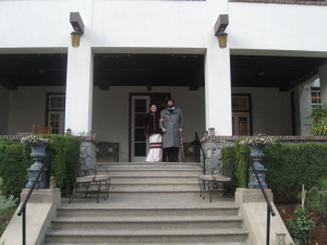 Kim and William dressed for dinner.