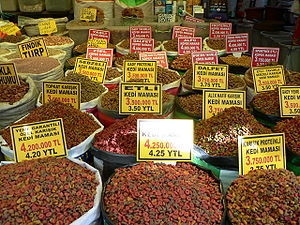 Cat food for sale at an Istanbul animal market