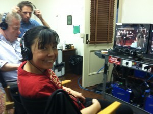 Lisa in video village