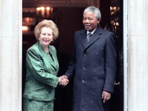Margaret Thatcher and Nelson Mandela meet in 1990