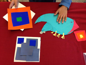 Making art with colored squares.
