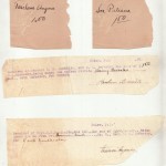 What follows here are a series of 'chits' and signed receipts, each carefully spelling out the unpaid laundry charges, the enlisted soldier's name, and the amount paid. These first two receipts are from Tesiana Angara and Paulina Armada for $1.50 each washing of laundry, issued to Privates Harry Brooks and Sumner Smith.