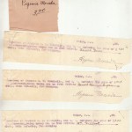 Three receipts from Regina Morada totaling $3.20 from Privates Harold Gorins and William Gilbert. In addition to laundry, a charge of 70 cents is for the purchase of cigars.