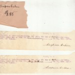 Receipts for payments totaling $1.95 for washing signed by Crispina Crehera to Privates Frank Creasy and Elija Goodwin.