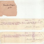 Two receipts for a total payment of $3.00 signed by Demetria Gonzales for washing, to Privates Silas Smith and Richard Kairson.