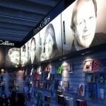 In snazzy, backlit photo displays, HC showcases a handful of their bestselling authors.