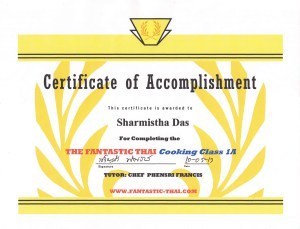 Thai Cooking certificate