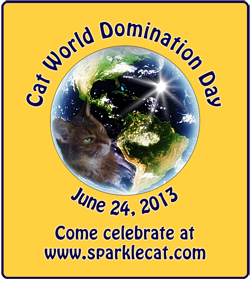 Cat World Domination badge, medium