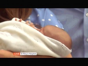 Royal baby boy after Kate and William brought him out of hospital.