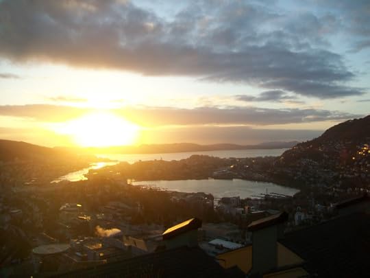 Bergen sunset from the Hostel Montana.