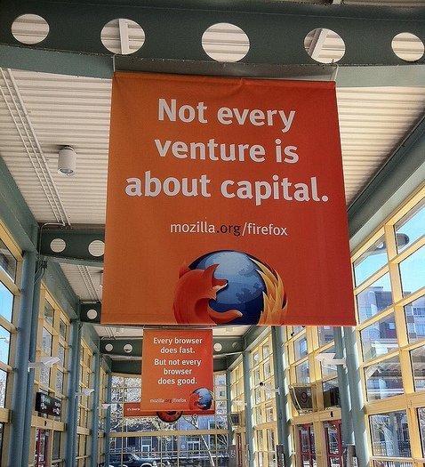 a banner with the firefox logo that states 'not every venture is about capital'