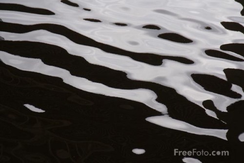 monochrome picture of ripples on a river