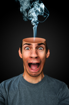 man with exploding head