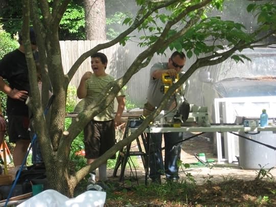 Sawing under the dogwood