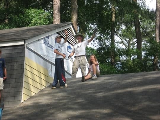 Waving from the roof