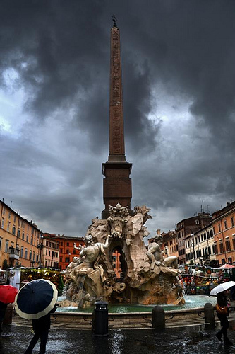 Egyptian Obelisk Rises From Bernini's Fountain of the Four Rivers by freshEIRE