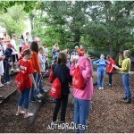 Camp Director Ann Rowland announces breakfast is ready