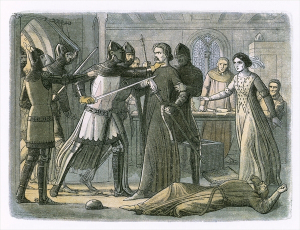 an illustration from an 1864 history of England showing Mortimer's arrest by Edward III