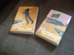 Photo of Paperback Copies of Brave Men Run and Pilgrimage from Scott Pond