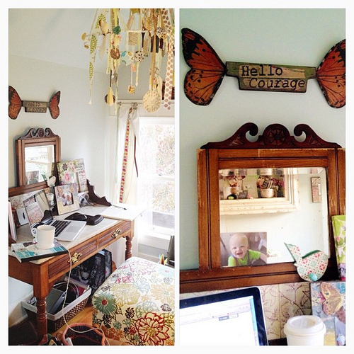 I am hunkering down and trying (very hard) to get out of the weeds. Working from home today from a desk that was in every one of my childhood homes. And trying to be brave in my work, always.