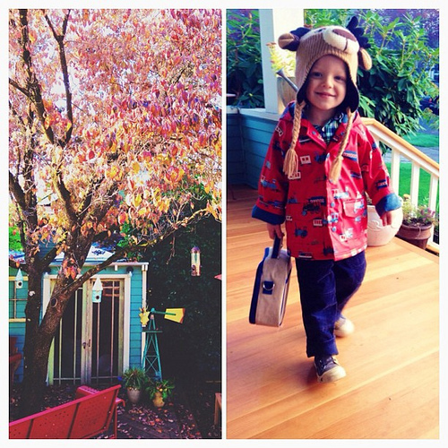 Big day around here. It was True's first day of preschool on a gorgeous fall day. It's all so bittersweet for us parents! Super proud of him. #helovedit #trueelioorlando