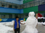 Ally with snowman