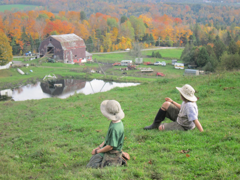 The boys, overlooking Melvin's farm after driving his cows down for evening milking