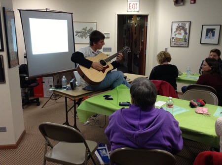 Kurdt plays guitar. 