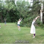 Nora and Carly lead morning stretches