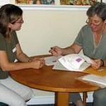 teacher talking to mom