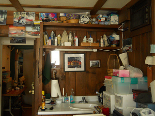 inside the sewing machine repair shop