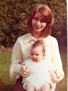 My mum and I in gran aka Betty's garden at 49 Tennent Road, Acomb, York