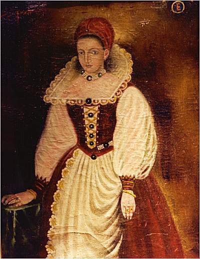 Copy of the lost 1585 original portrait of Erzsébet Báthory (disappeared in the 1990s)