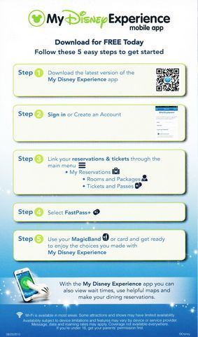 MyMagic+ resort check-in materials, back.