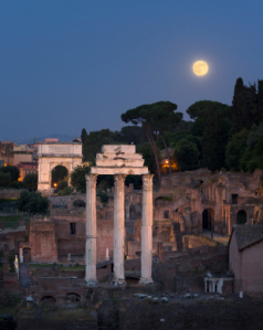 roman forum w moon (by RomaOslo)