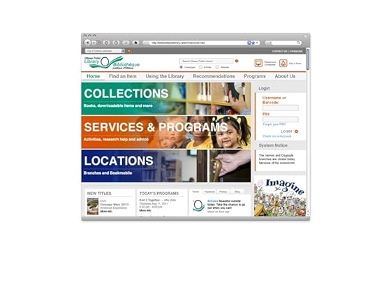 Ottawa Public Library screenshot of webpage
