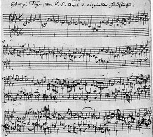 A six-part fugue from The Musical Offering, in...