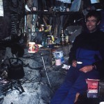 Relaxing in the basecamp hut in what was then called Campo Bridwell