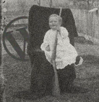 A Baby With A Shotgun Protecting The WordPress Logo