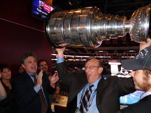 Bob Miller Hoists the Stanley Cup